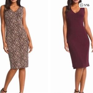 WHBM Reversible Leopard Print/ Cabernet Sheath Dress, Size S